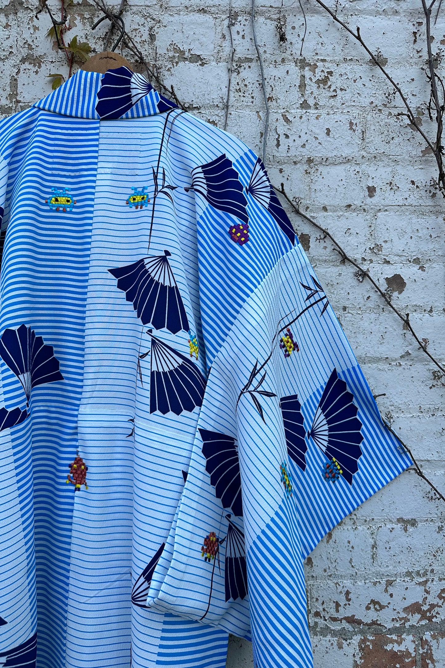 "Space Invaders" Kimono- Fans and Stripes