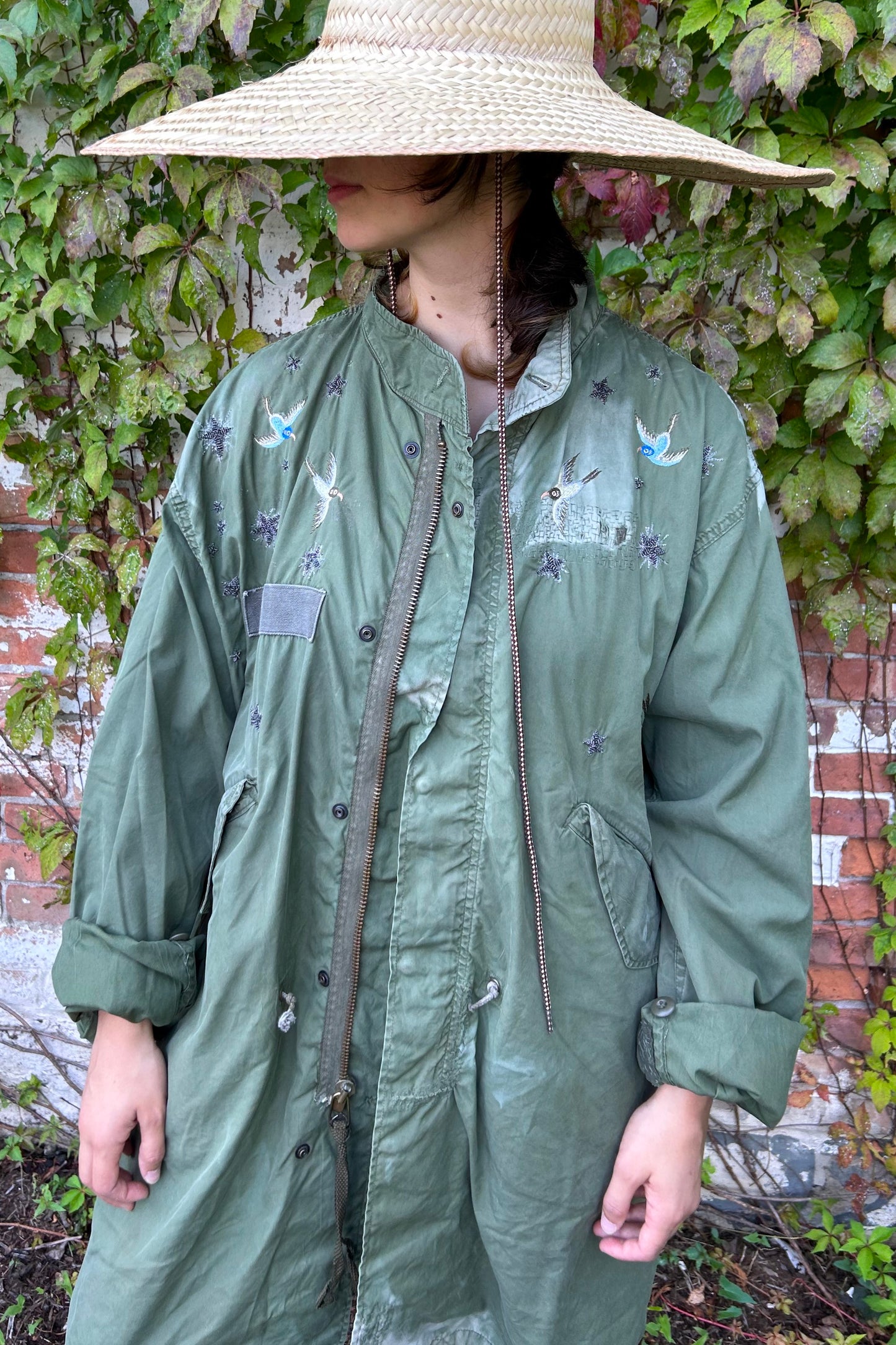 "Sakura Birds" Fish Tail Parka