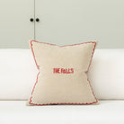 Pillow with embroidery embellishments, back view 