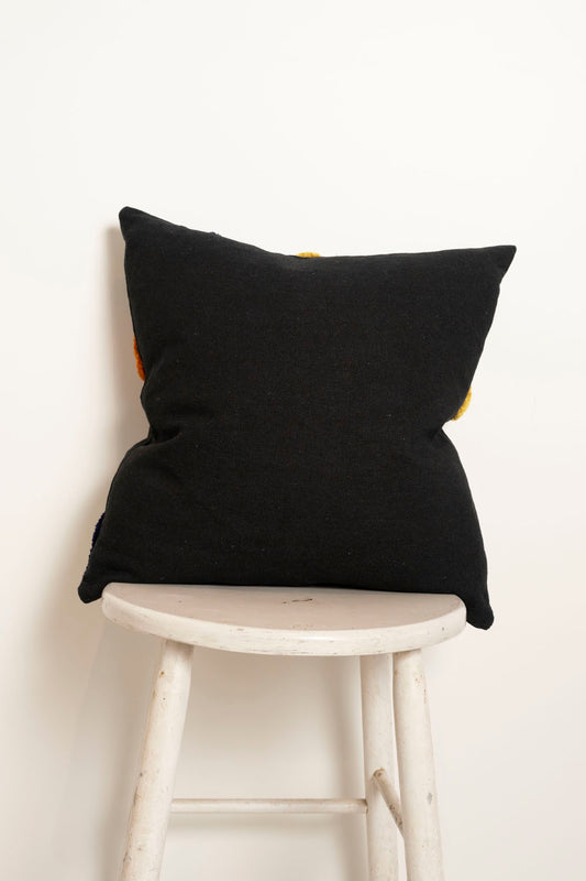 "Tufty Triangles" Square Pillow - Black/Multi