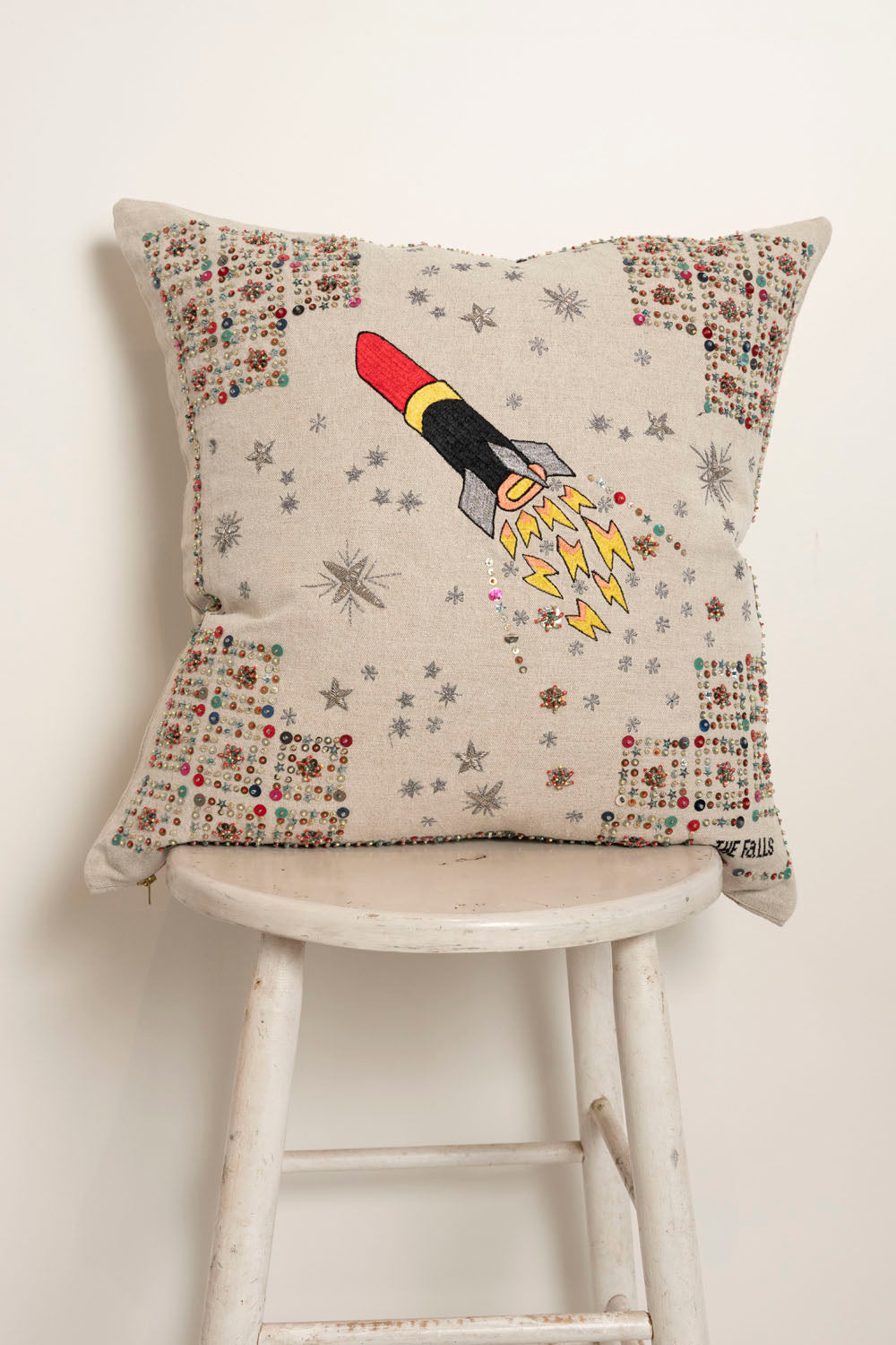 "Rocket Lipstick" Pillow - Natural/Multi