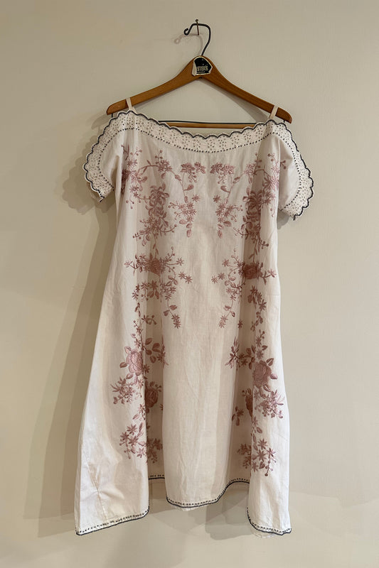 "Lilac Love" Shift Dress - White/Lilac