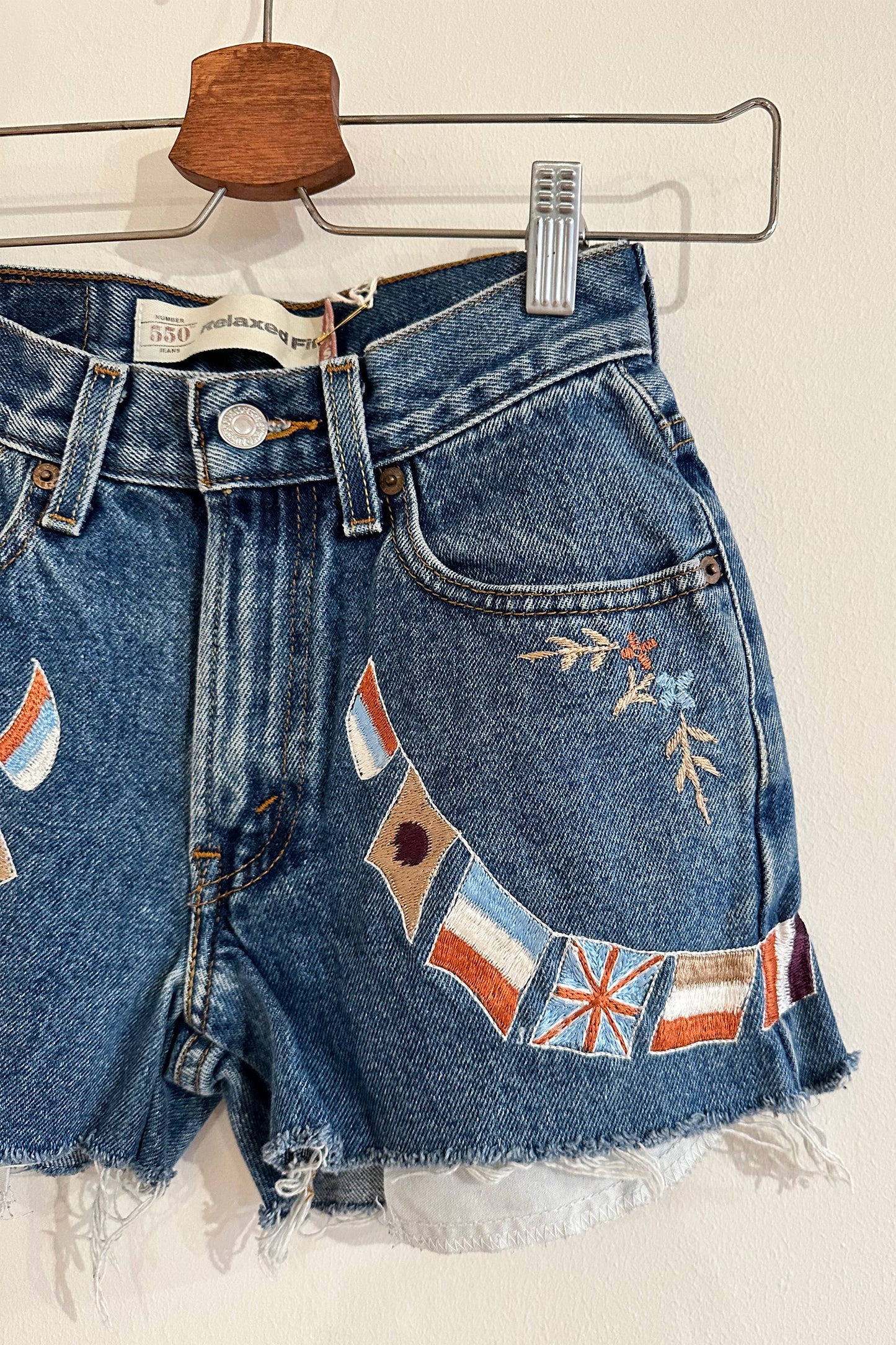 1 Of 1 "Colonial Flags" Cut-Offs - Denim/Multi