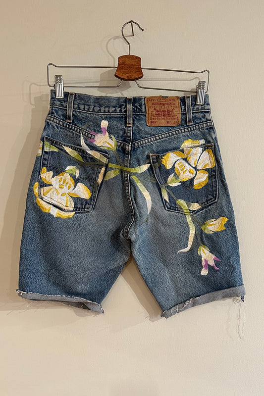 "Iris" Levis Cut Off Short - Denim/Multi