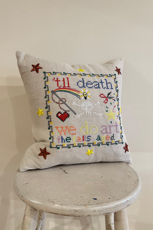 "'Till Death We Do Art" Pillow - Natural/Multi