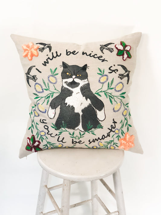 "Vito The Cat" Pillow - Natural/Multi